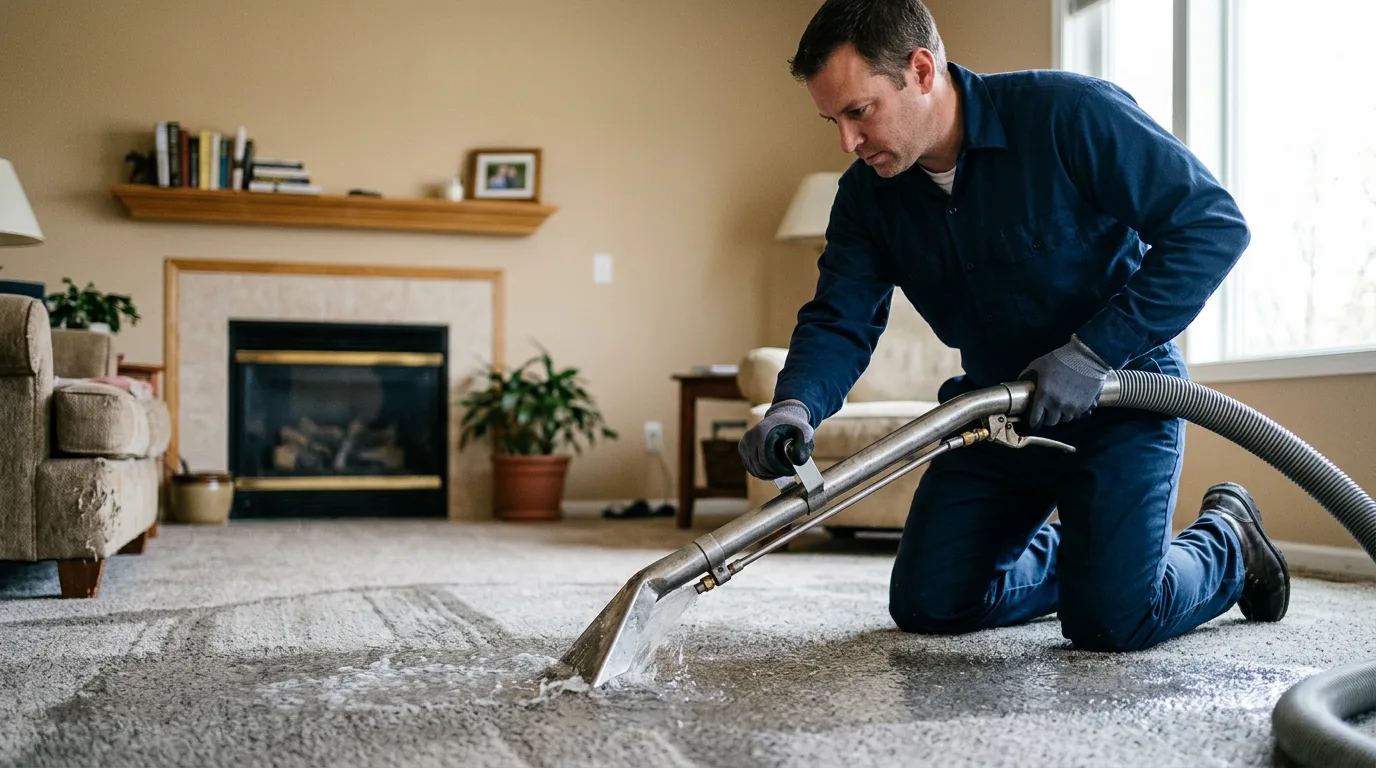 Water damage restoration technician working near Grafton, ND